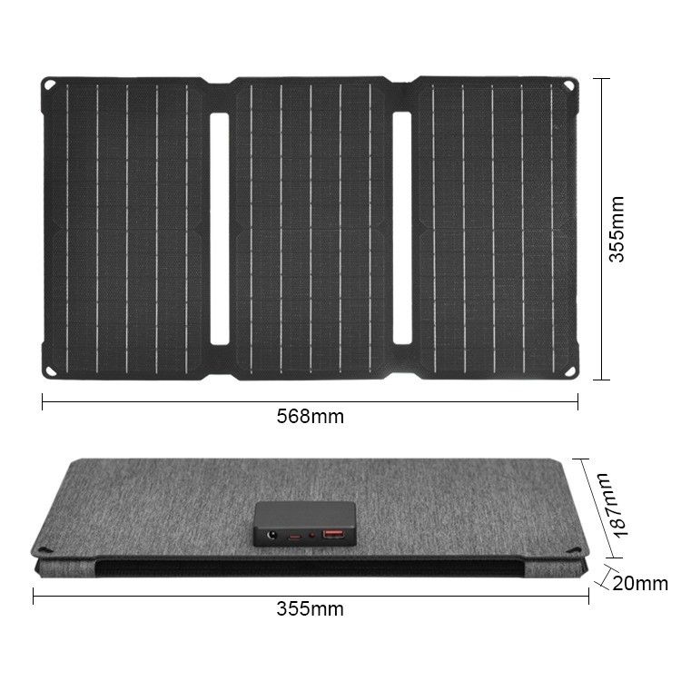 190*356*30mm Painel Solar de Silício Monocristalino para Fornecimento de Energia de Acampamento Portátil