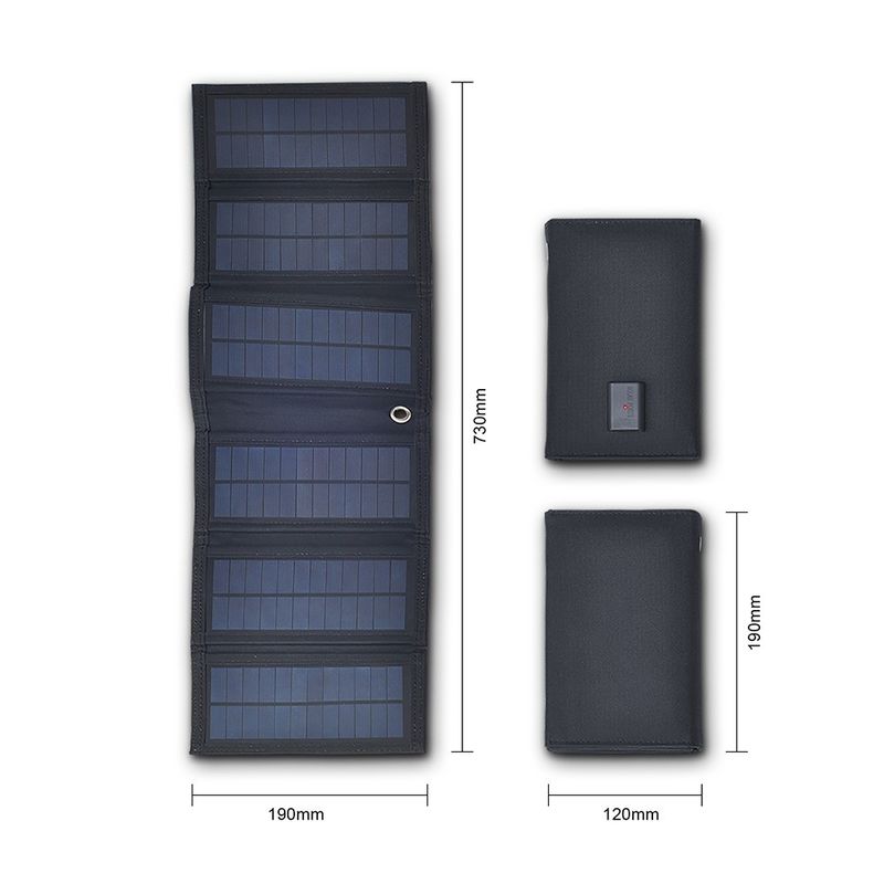 Células de energia solar 14w 15w Painel de carregador de telefone solar dobrável com material de superfície PET/ETFE