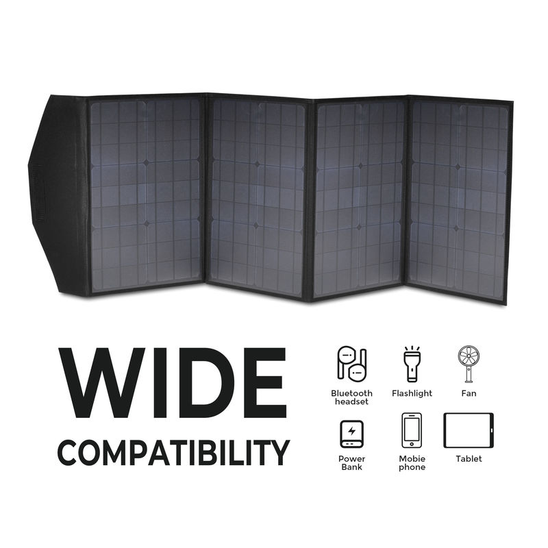 Painel solar dobrável de 100W monocelular de cor preta inteira com material de superfície PET/ETFE